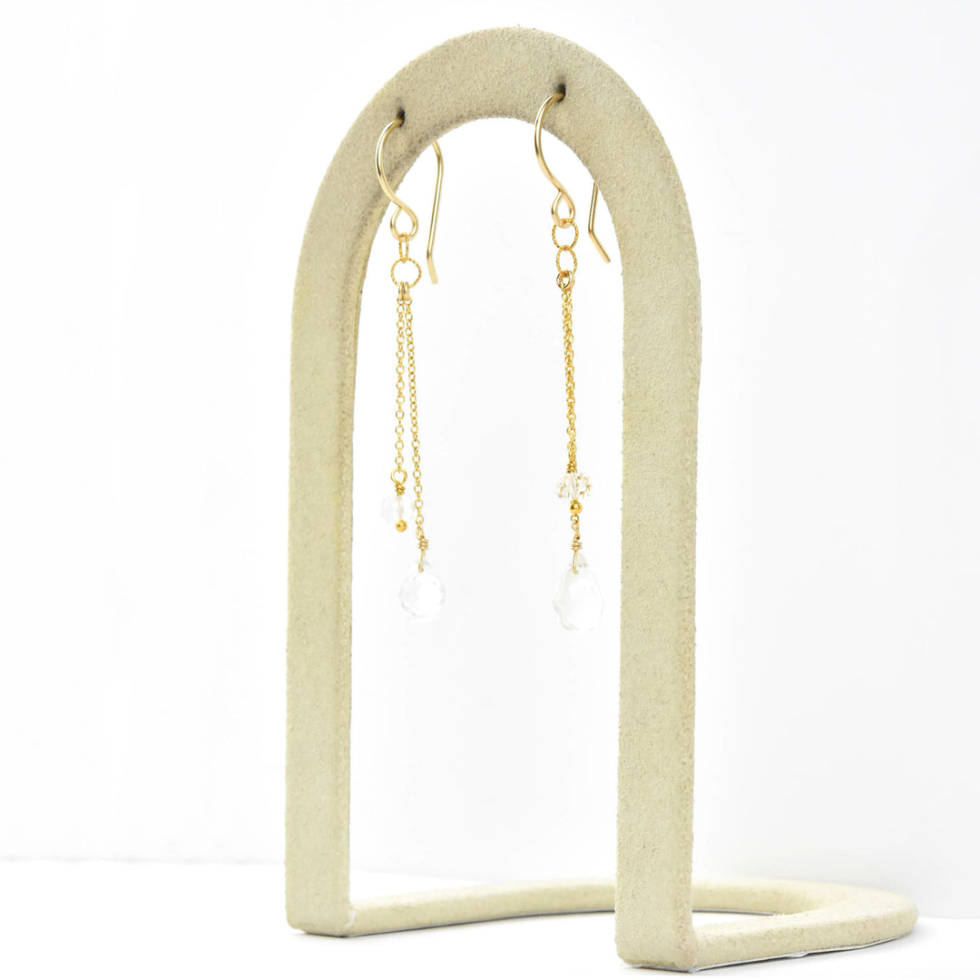 Briolette and Rondelle Chain Earrings