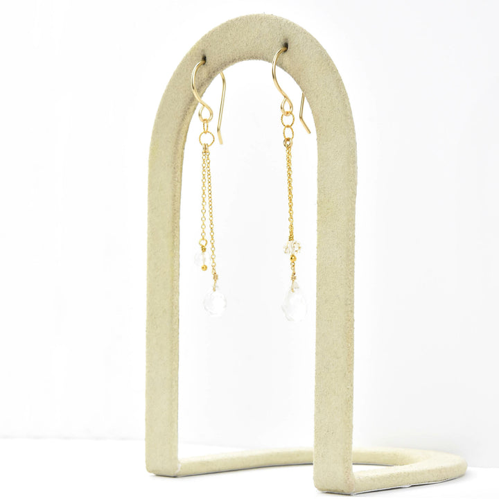 Briolette and Rondelle Chain Earrings