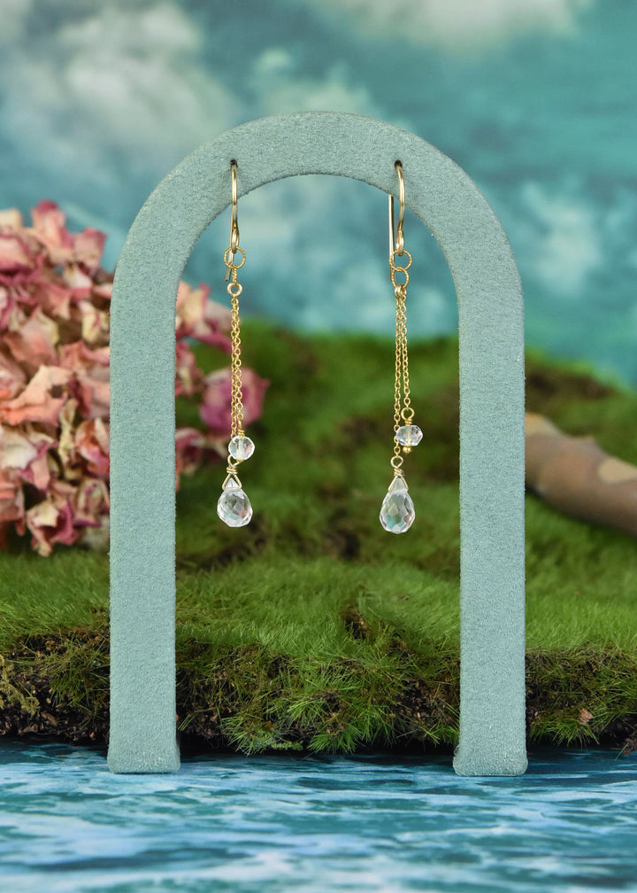 Briolette and Rondelle Chain Earrings