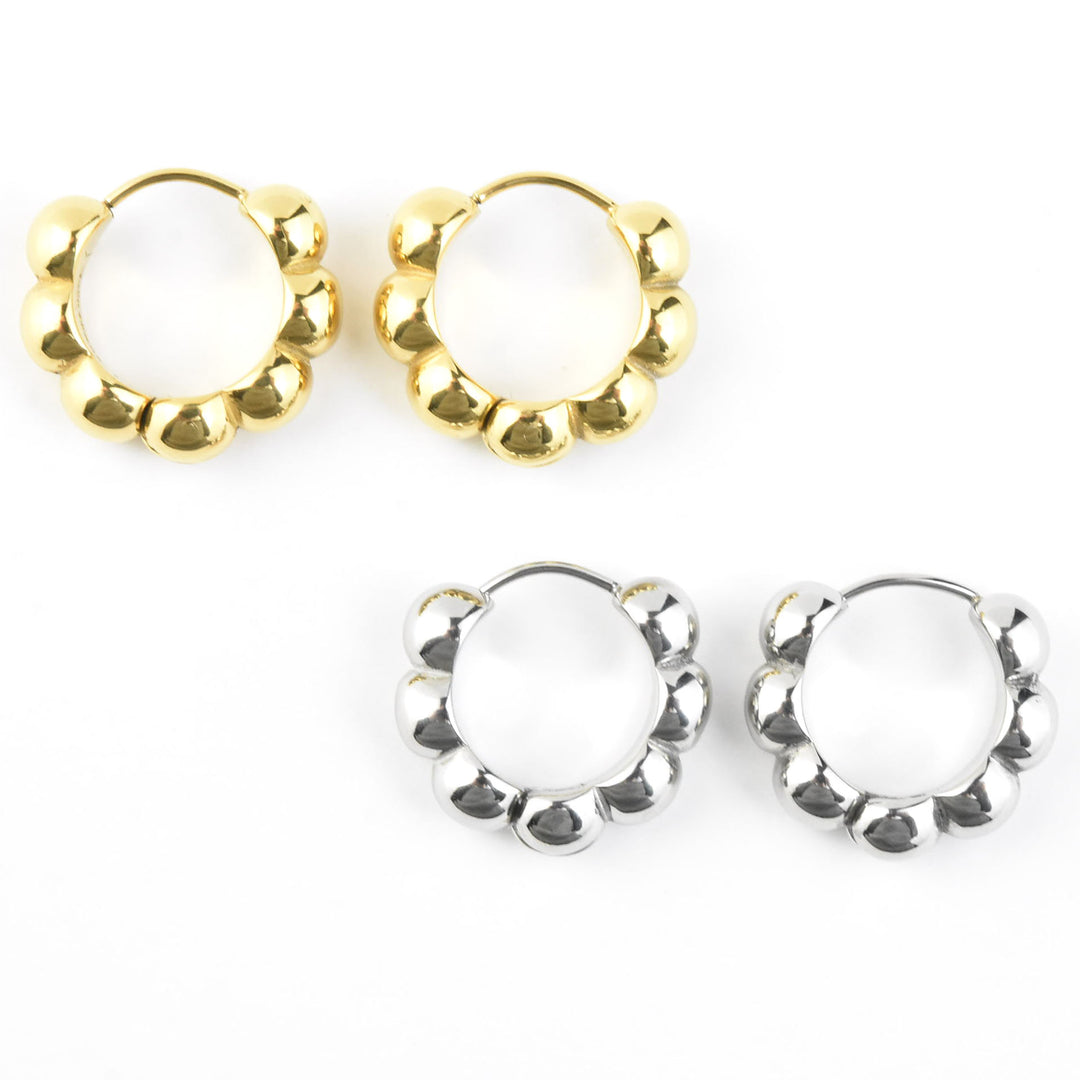 Bubble Chunky Rounded Huggie Hoops - Goldmakers Fine Jewelry