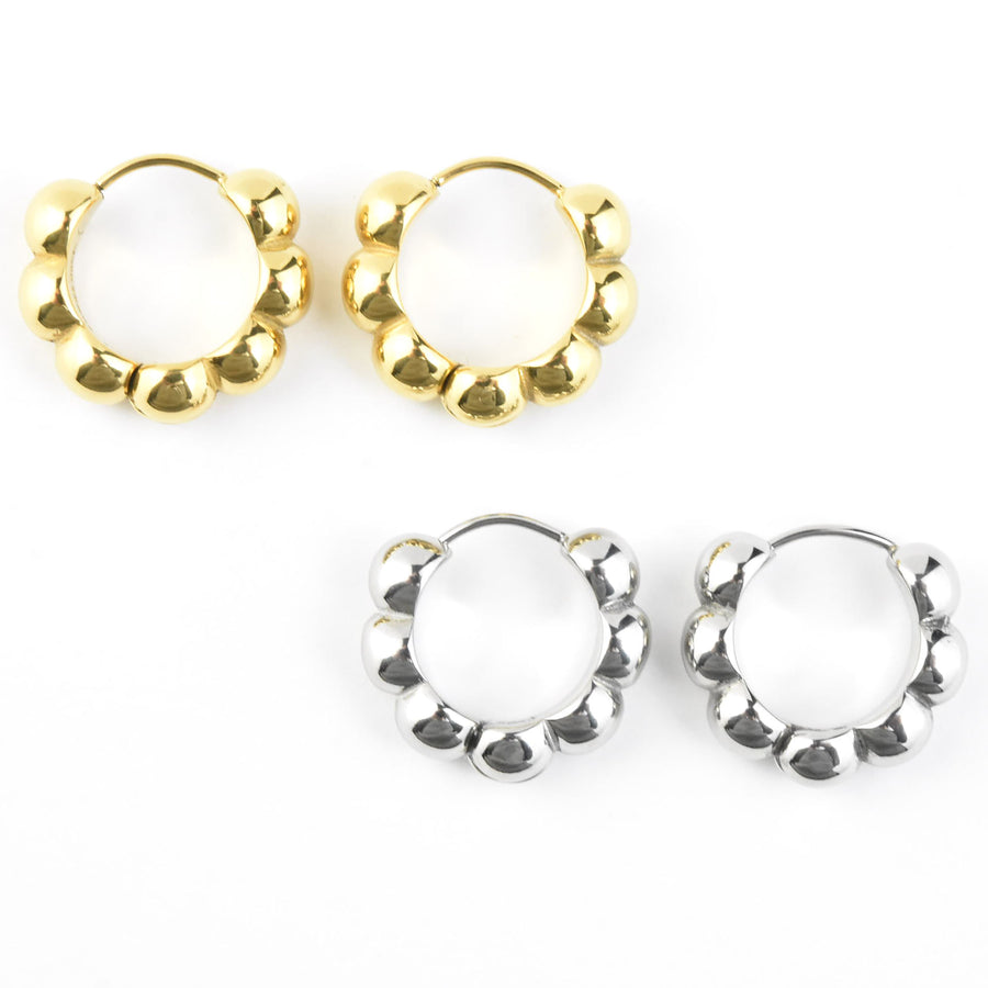 Bubble Chunky Rounded Huggie Hoops - Goldmakers Fine Jewelry