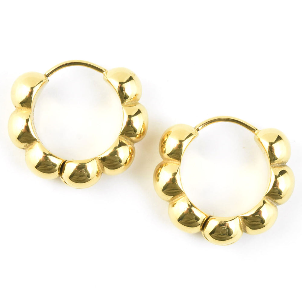 Bubble Chunky Rounded Huggie Hoops - Goldmakers Fine Jewelry