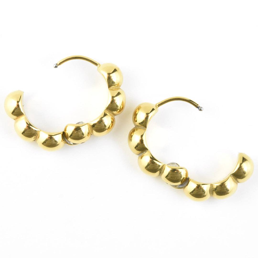 Bubble Chunky Rounded Huggie Hoops - Goldmakers Fine Jewelry