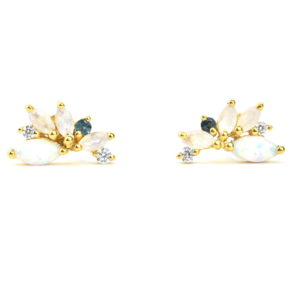 Opal & Cubic Zirconia Butterfly Studs - Goldmakers Fine Jewelry