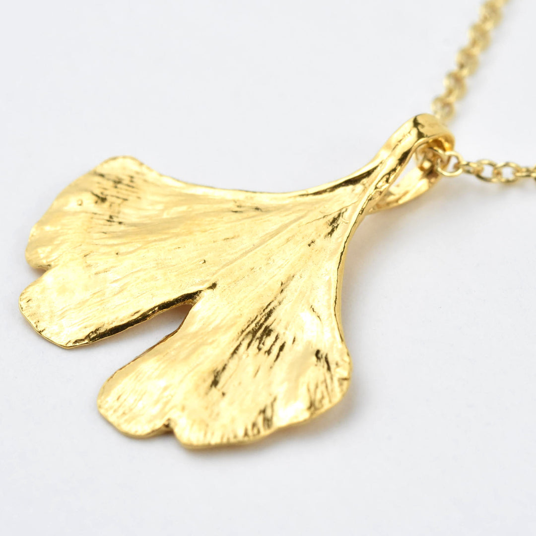 Medium Vermeil Ginkgo Necklace - Goldmakers Fine Jewelry