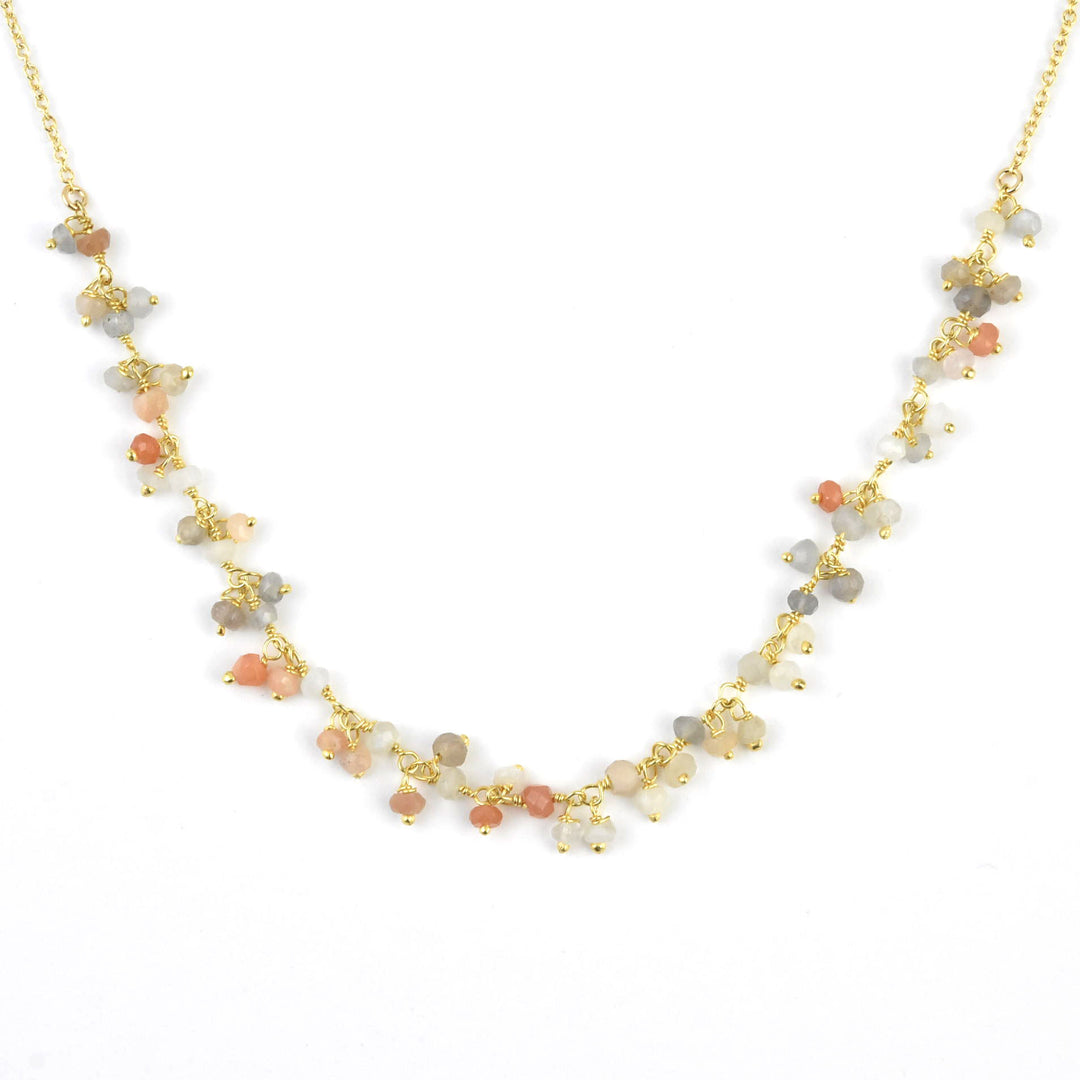 Peach Moonstone Dangle Necklace - Goldmakers Fine Jewelry