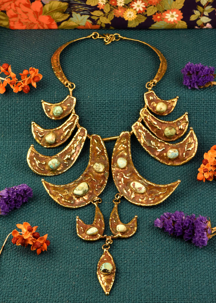 Pal Kepenyes Bronze & Turquoise Statement Necklace - Goldmakers Fine Jewelry