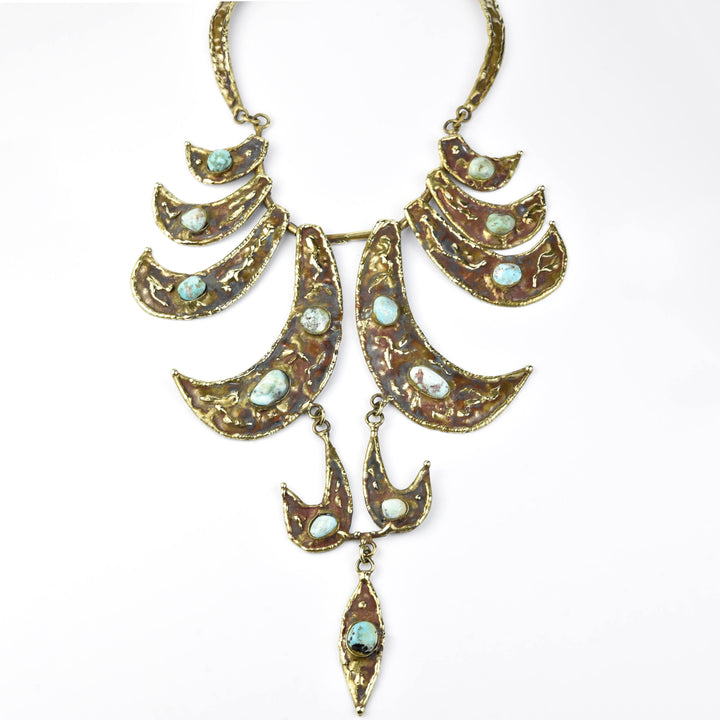 Pal Kepenyes Bronze & Turquoise Statement Necklace - Goldmakers Fine Jewelry