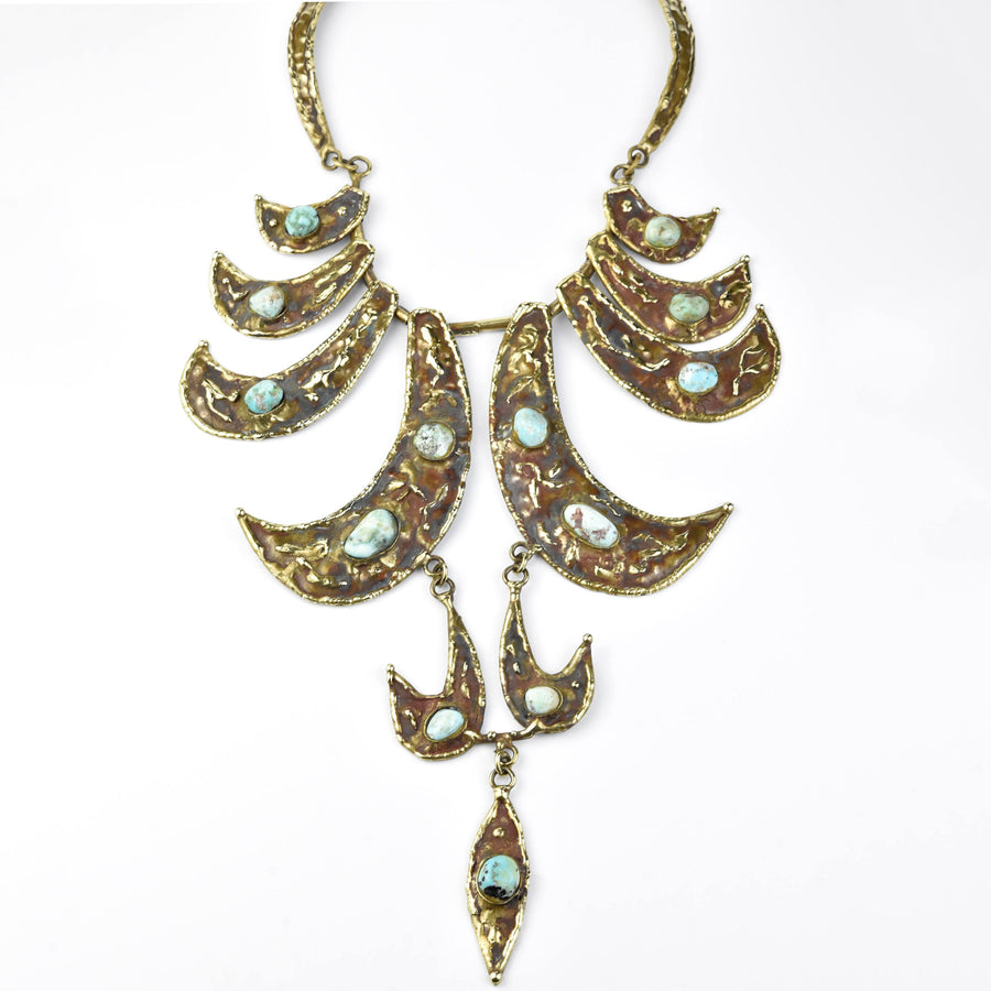 Pal Kepenyes Bronze & Turquoise Statement Necklace - Goldmakers Fine Jewelry