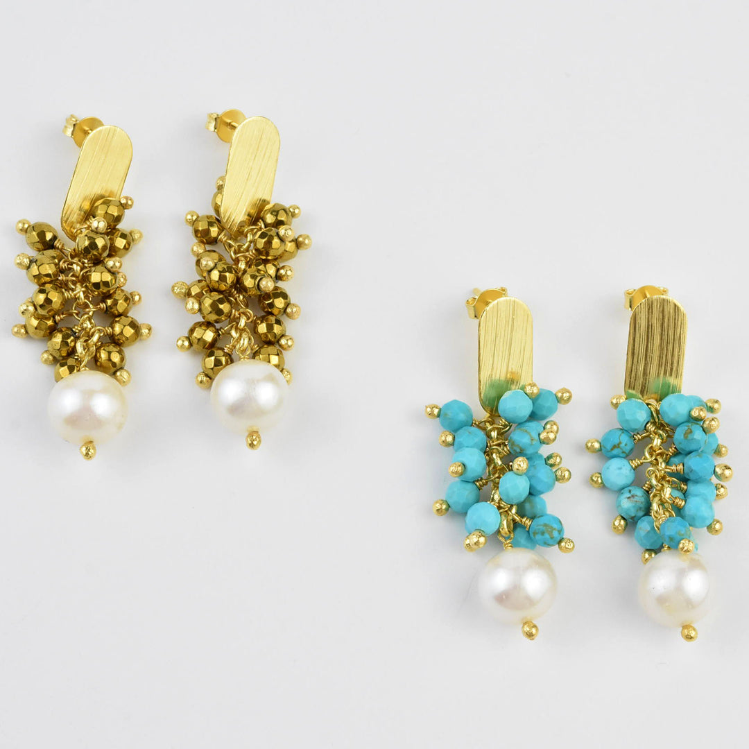 Beaded Earrings with Pearl - Goldmakers Fine Jewelry