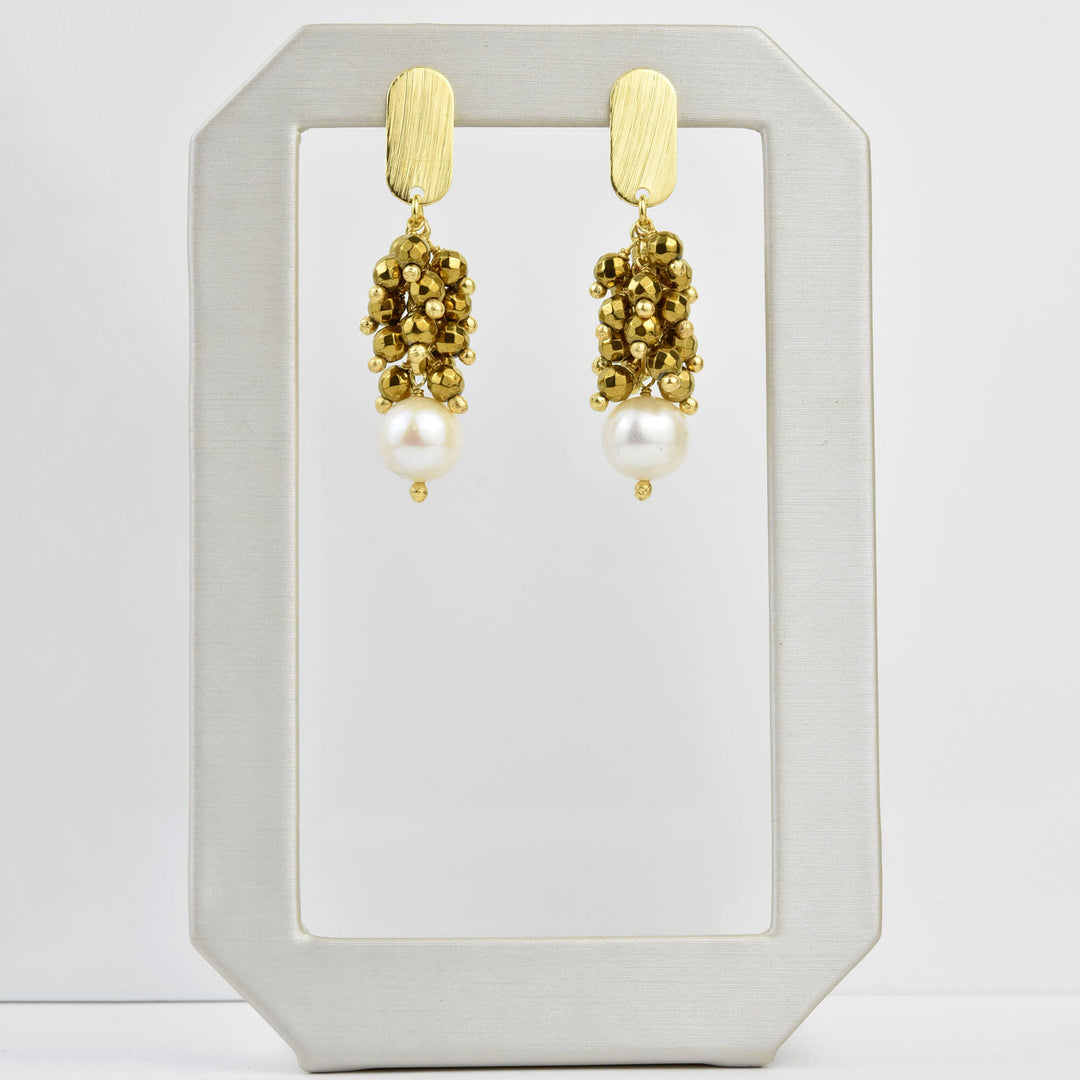 Beaded Earrings with Pearl - Goldmakers Fine Jewelry