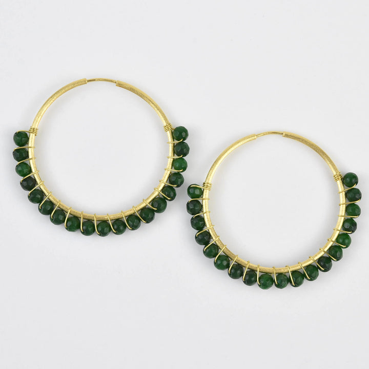 Beaded Hoop Earrings in Gold Tone - Goldmakers Fine Jewelry