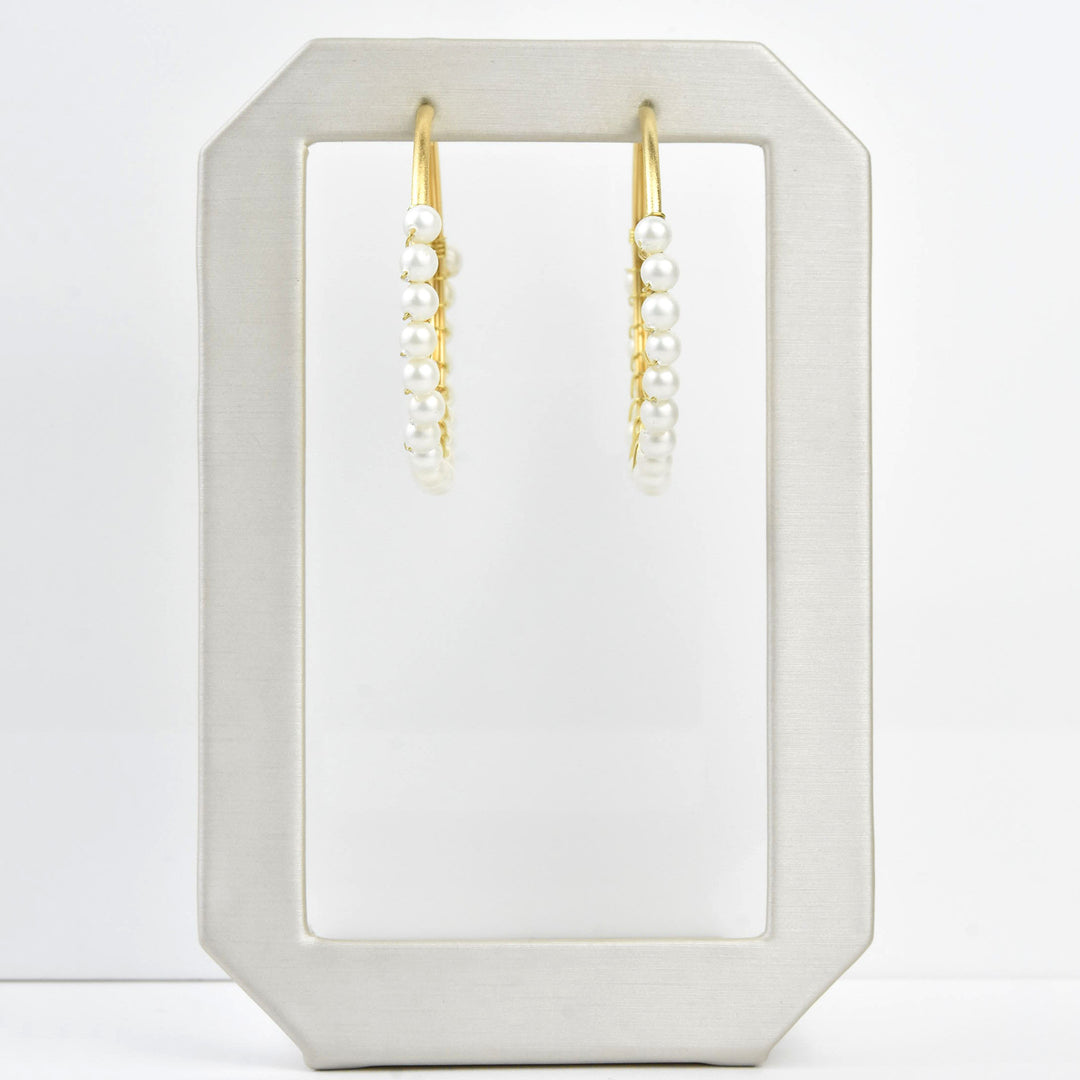 Beaded Hoop Earrings in Gold Tone - Goldmakers Fine Jewelry