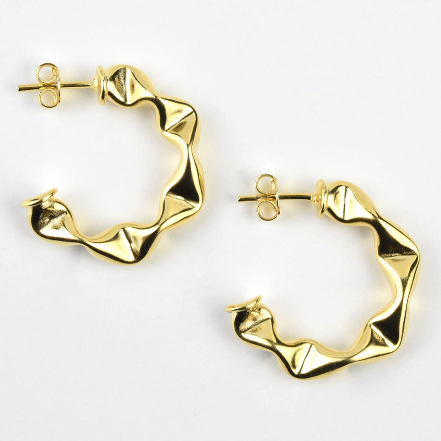 Crimped Hoop Earrings - Goldmakers Fine Jewelry