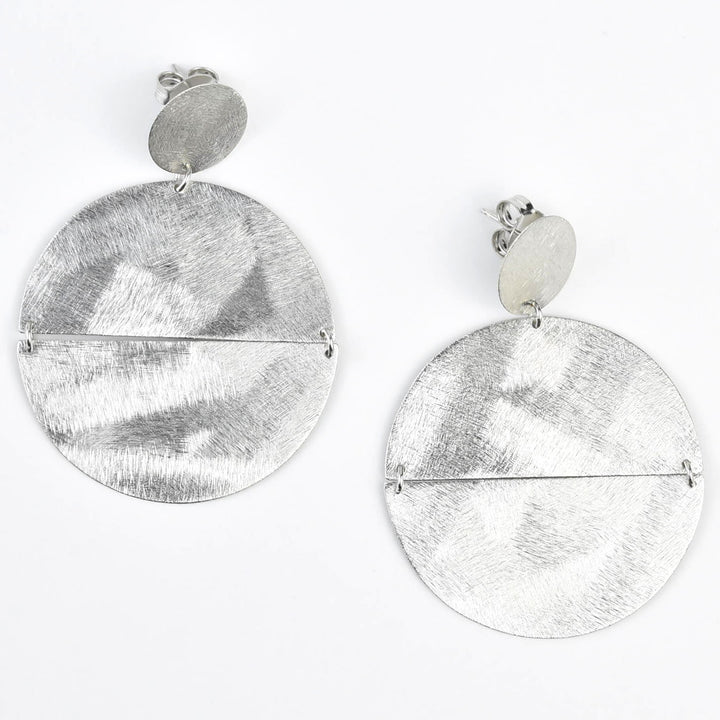 Divided Circle Earrings in Silver Tone - Goldmakers Fine Jewelry