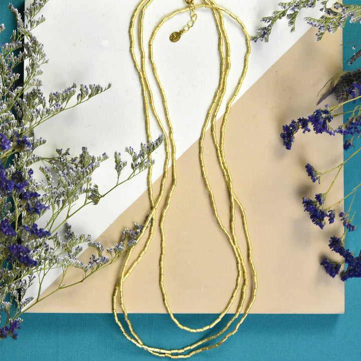 Golden Beaded Chain Necklace - Goldmakers Fine Jewelry