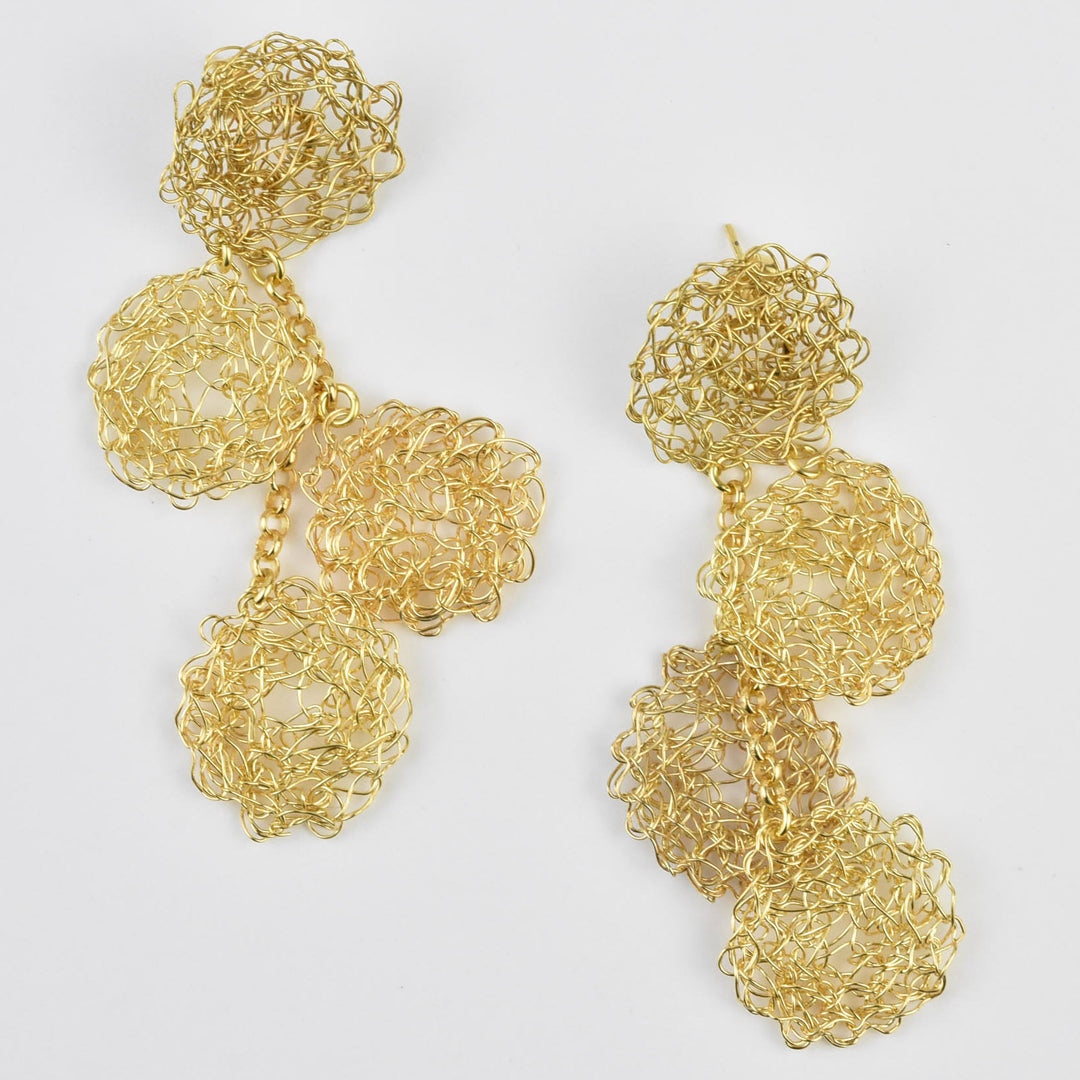 Golden Macrame Drop Earrings - Goldmakers Fine Jewelry