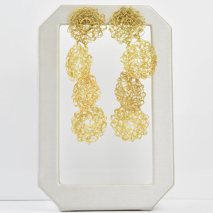 Golden Macrame Drop Earrings - Goldmakers Fine Jewelry