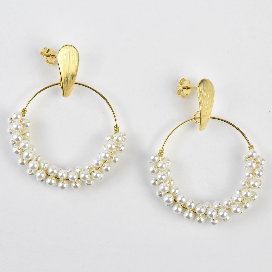 Pearl Circle Earrings - Goldmakers Fine Jewelry