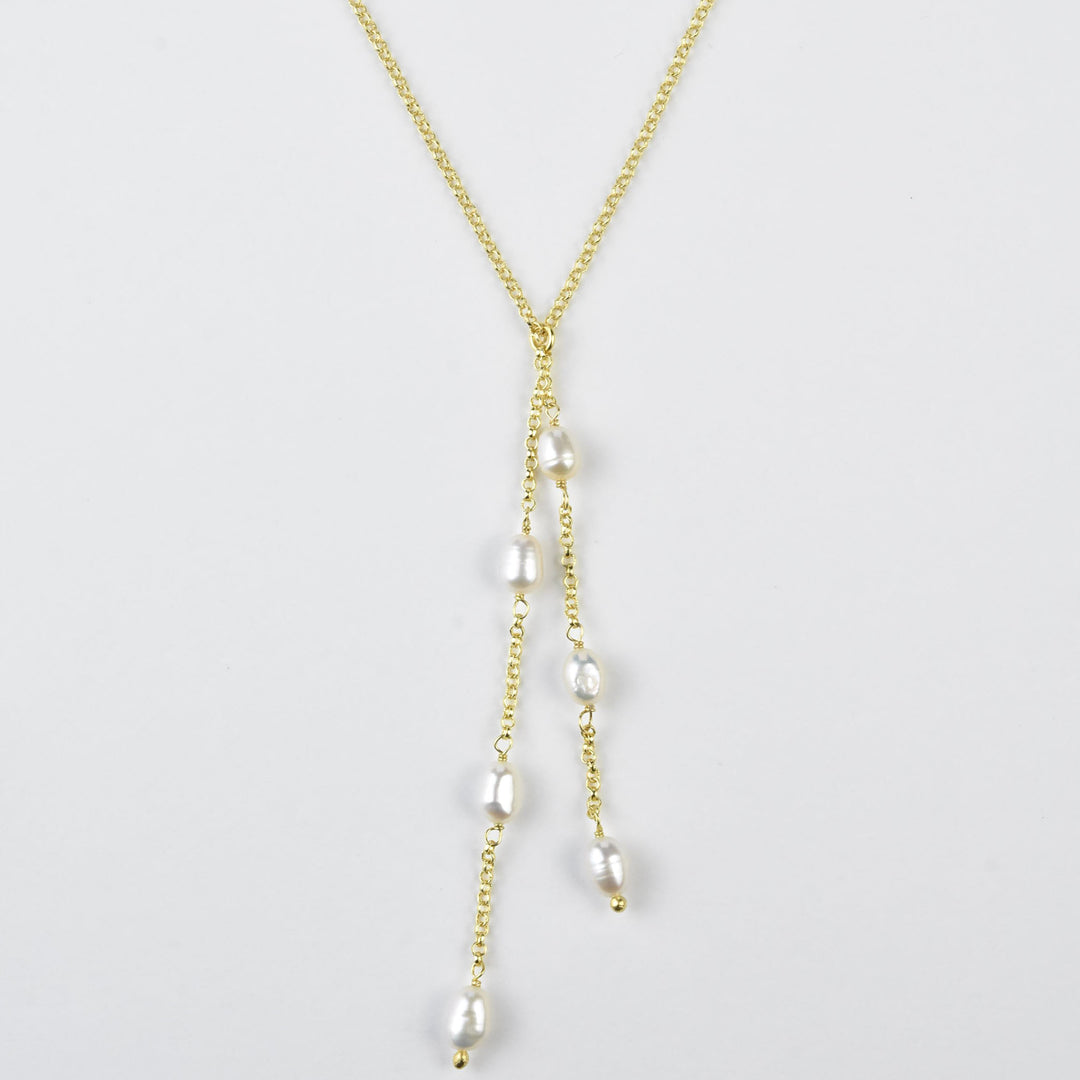 Pearl Lariat Necklace - Goldmakers Fine Jewelry