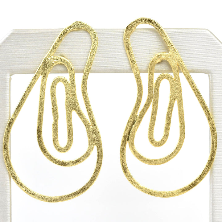 Scribble Post Earrings in Gold Tone - Goldmakers Fine Jewelry