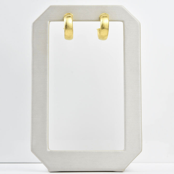 Small Wide Textured Gold Tone Hoops - Goldmakers Fine Jewelry