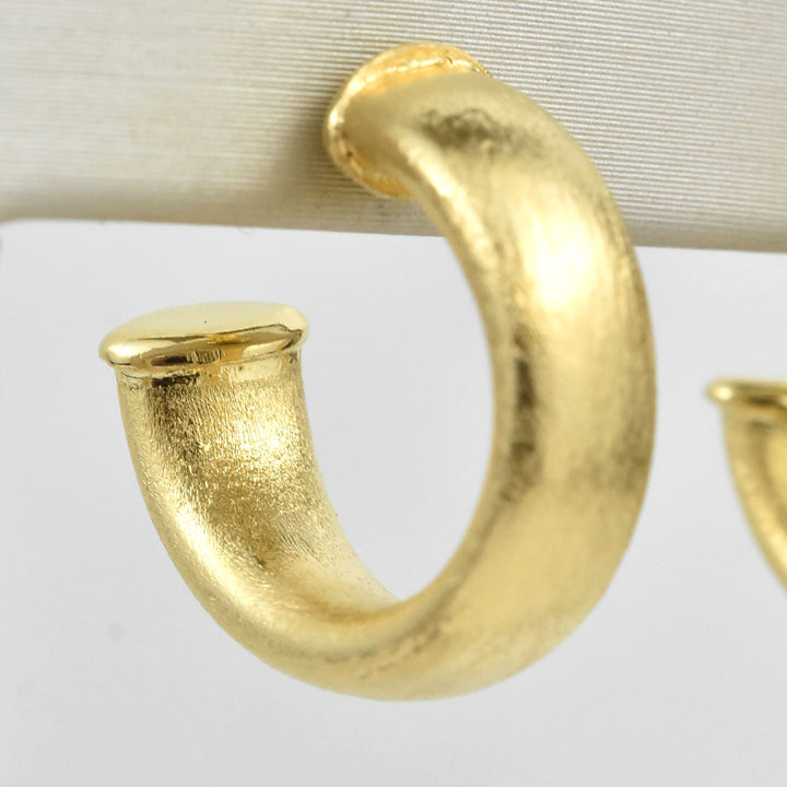 Small Wide Textured Gold Tone Hoops - Goldmakers Fine Jewelry