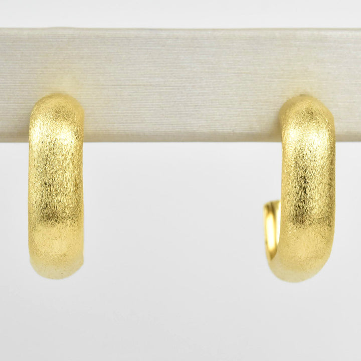 Square Textured Gold Tone Hoops - Goldmakers Fine Jewelry