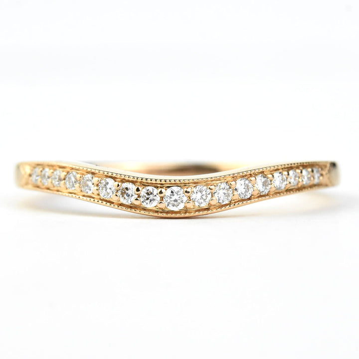 Classic Curved Diamond Milgrain Band in Rose Gold