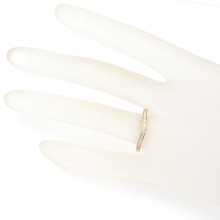 Classic Curved Diamond Milgrain Band in Rose Gold
