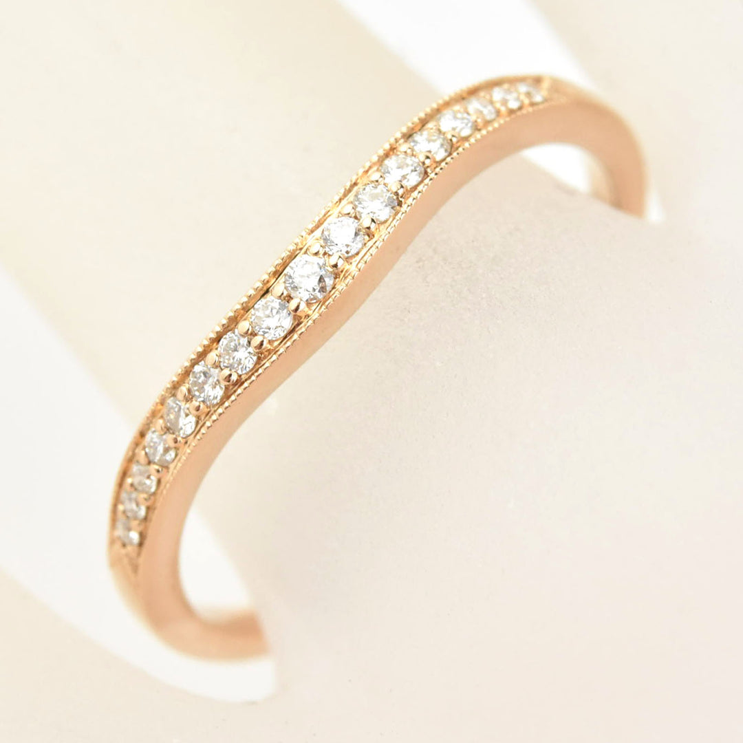 Classic Curved Diamond Milgrain Band in Rose Gold