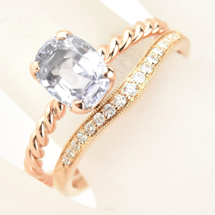 Classic Curved Diamond Milgrain Band in Rose Gold