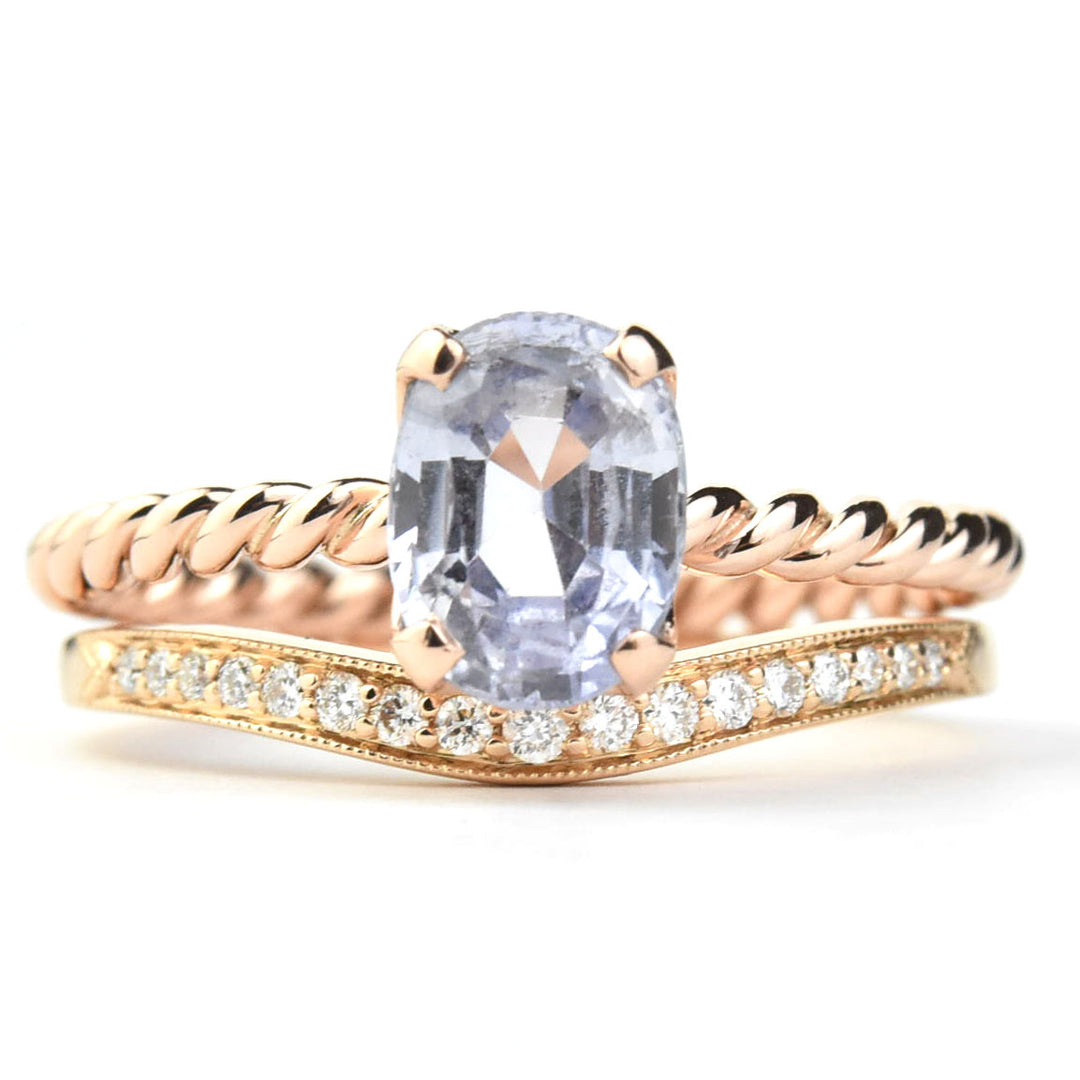 Classic Curved Diamond Milgrain Band in Rose Gold