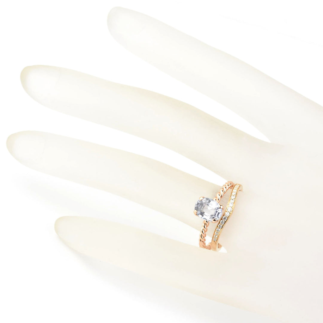 Classic Curved Diamond Milgrain Band in Rose Gold