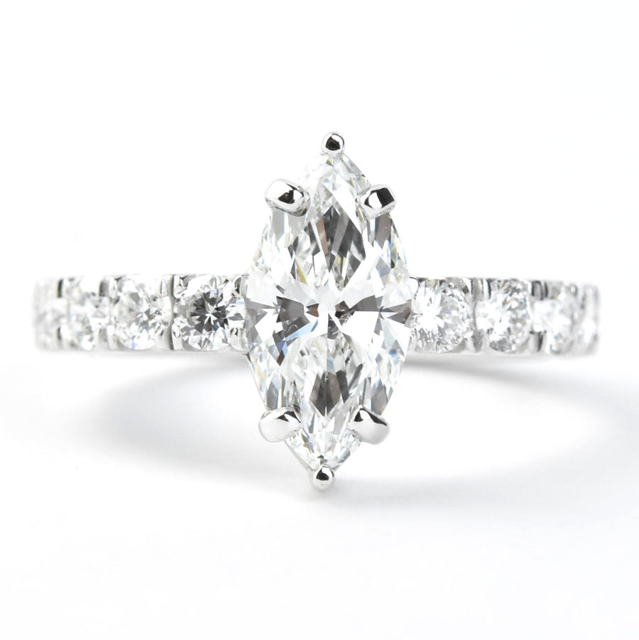 Marquise Diamond Ring in 14k White Gold - Goldmakers Fine Jewelry