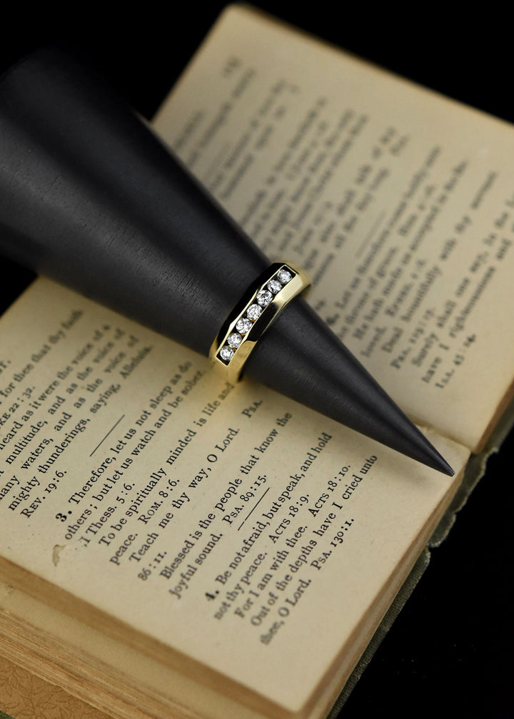 Diamond Gents Channel Band in 14k Yellow Gold