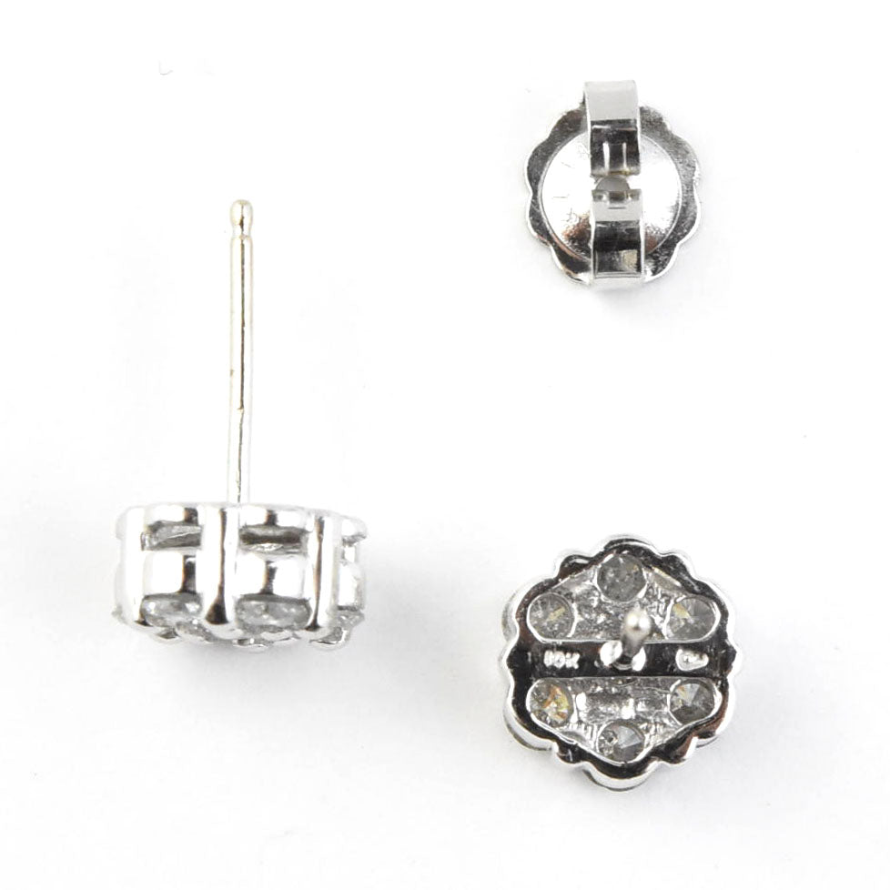 White Gold Diamond Cluster Earrings