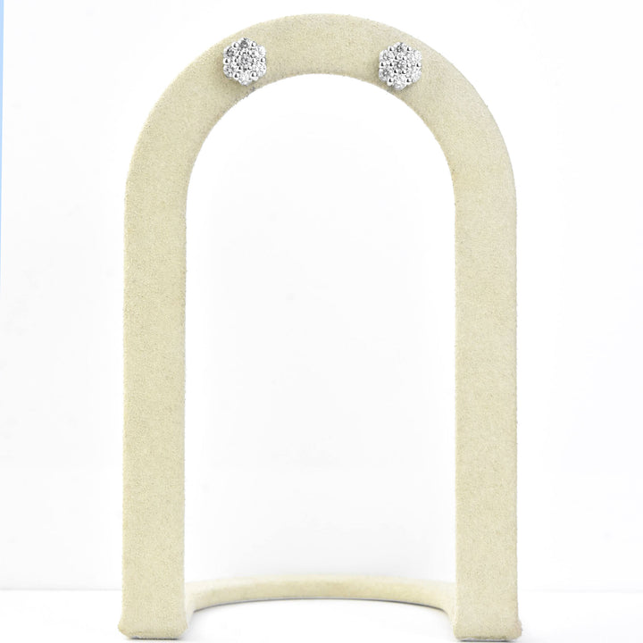White Gold Diamond Cluster Earrings
