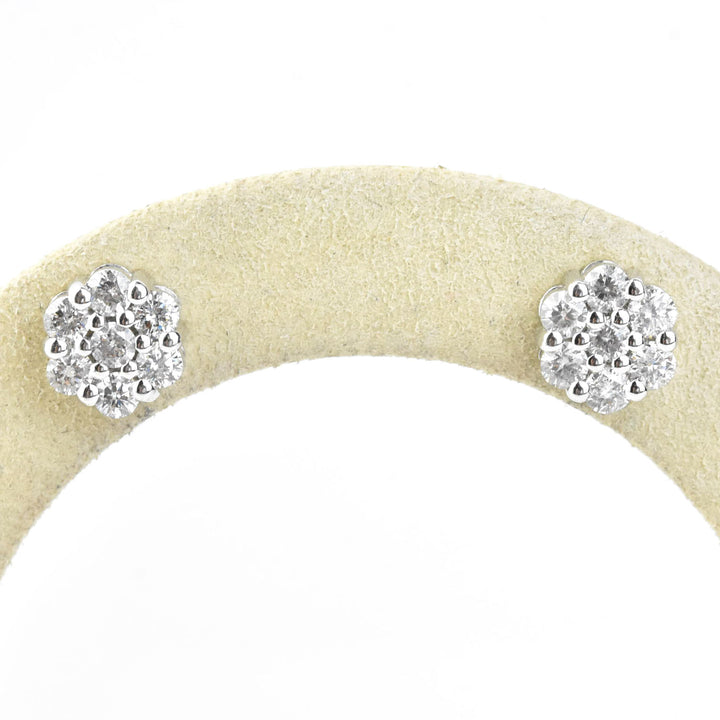White Gold Diamond Cluster Earrings