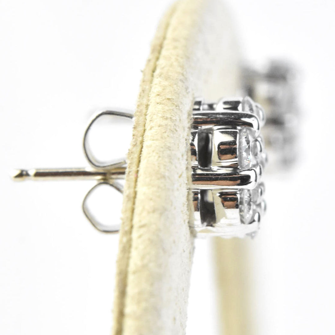 White Gold Diamond Cluster Earrings