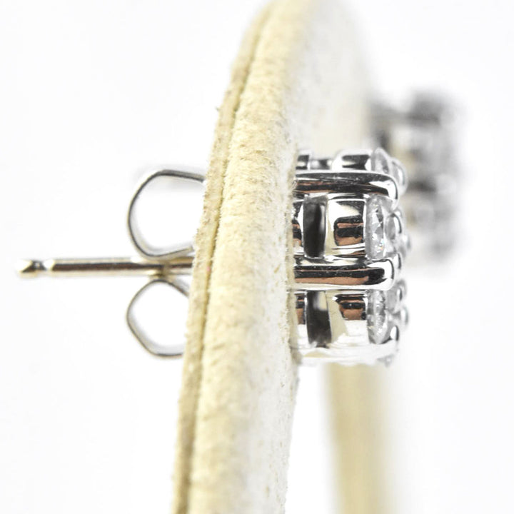 White Gold Diamond Cluster Earrings