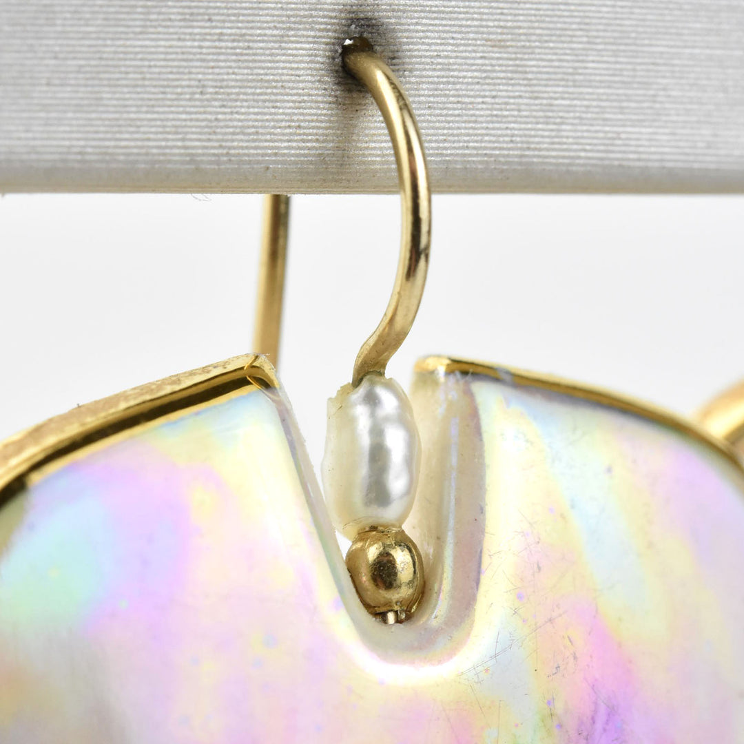 Ceramic and Pearl Earrings in 10k Gold