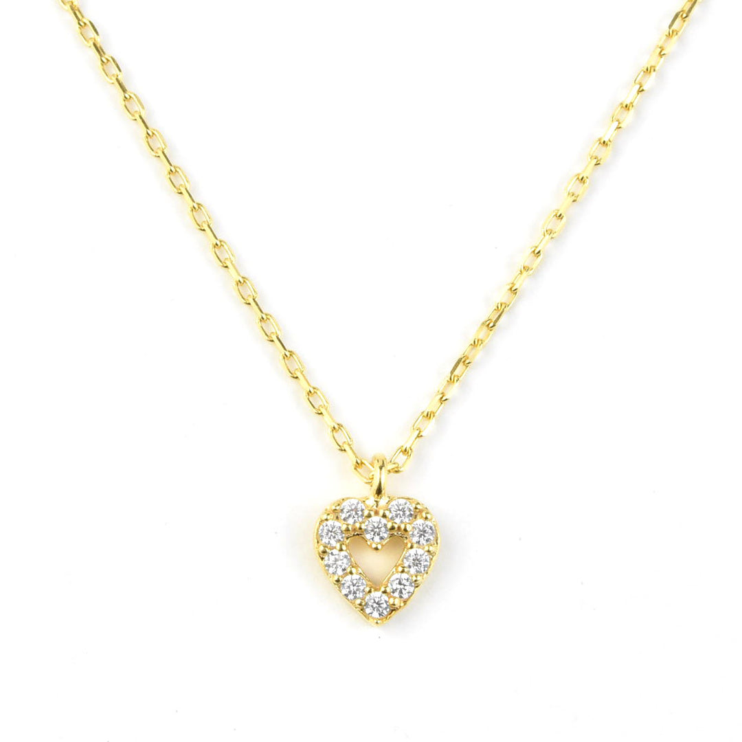 Crystal Heart Necklace in Gold Vermeil