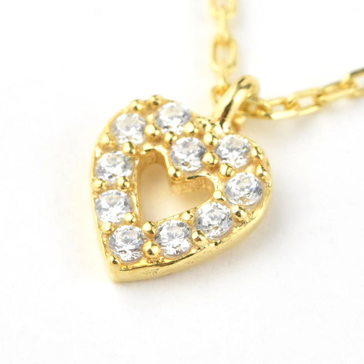 Crystal Heart Necklace in Gold Vermeil