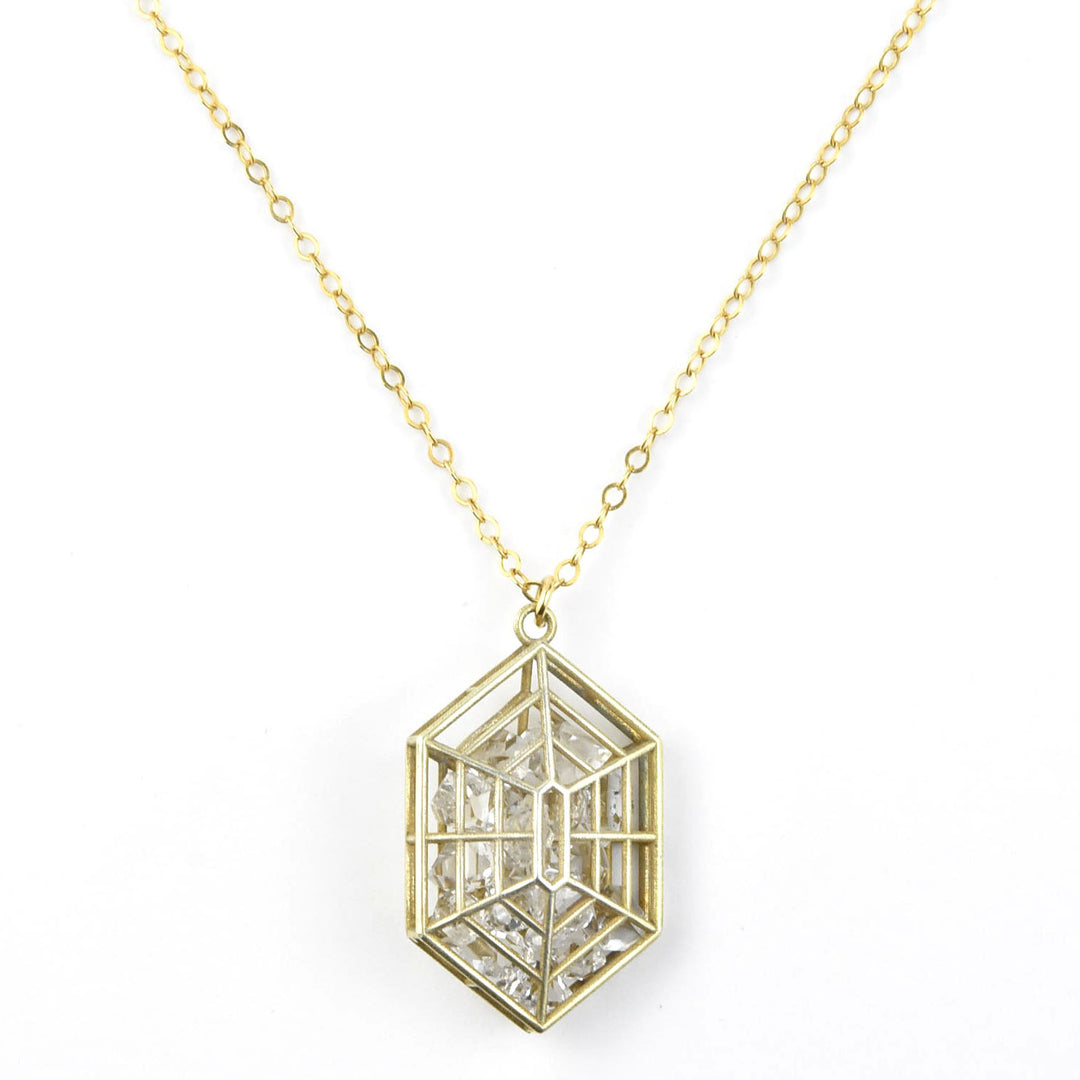 Crystal Cage Necklace in Vermeil
