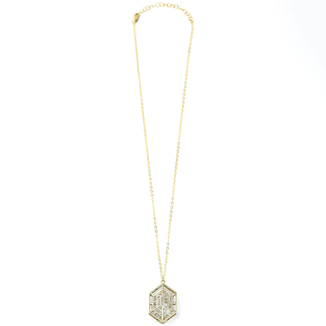 Crystal Cage Necklace in Vermeil
