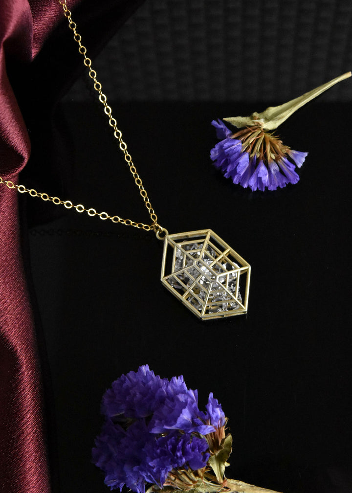 Crystal Cage Necklace in Vermeil