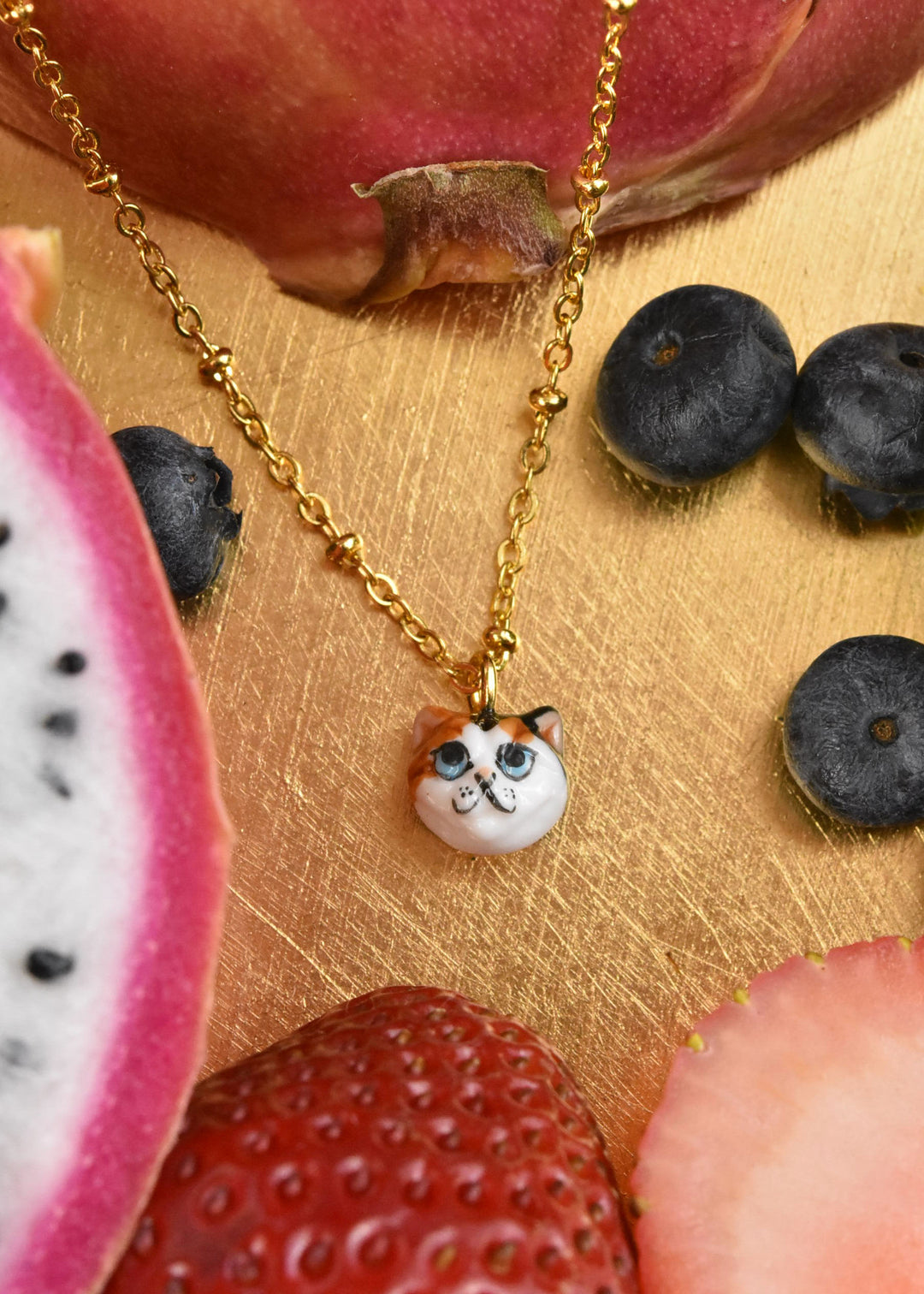 Black, White and Brown Cat Necklace - Goldmakers Fine Jewelry