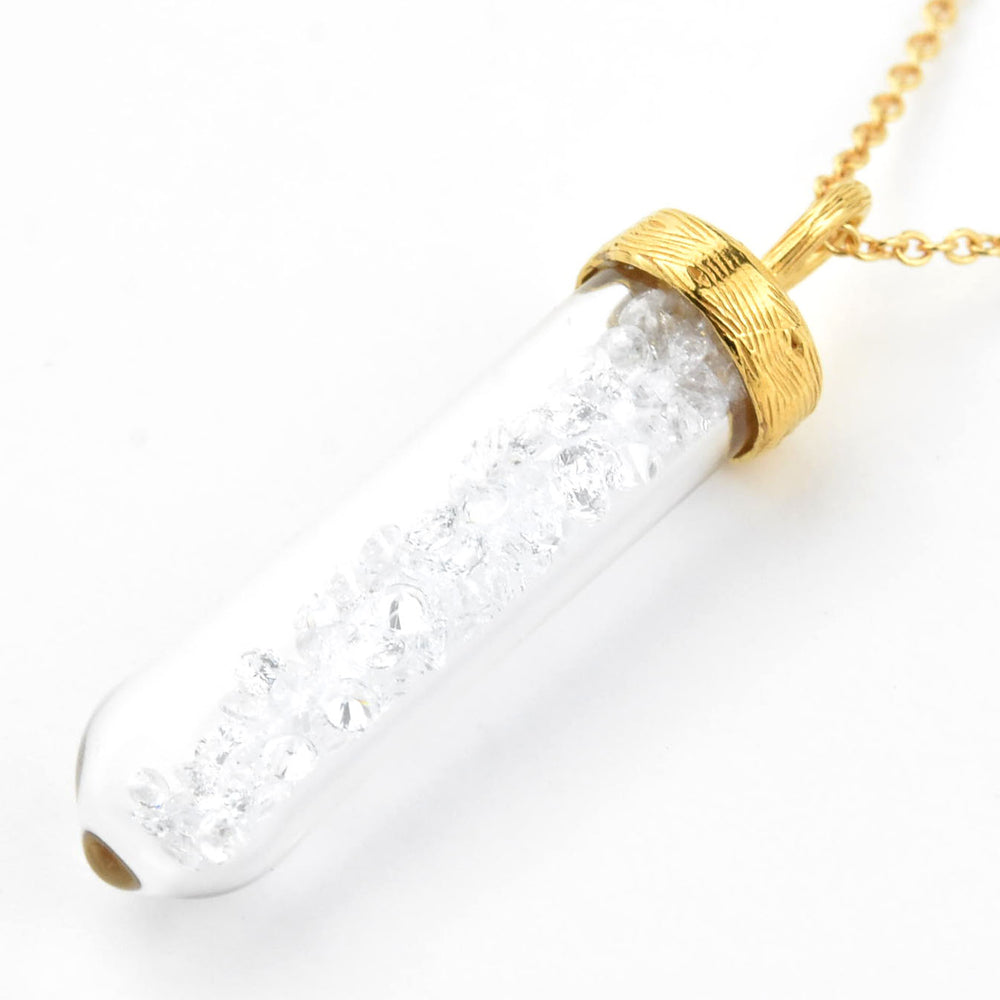 Medium Capsule Necklace with White Crystals - Goldmakers Fine Jewelry