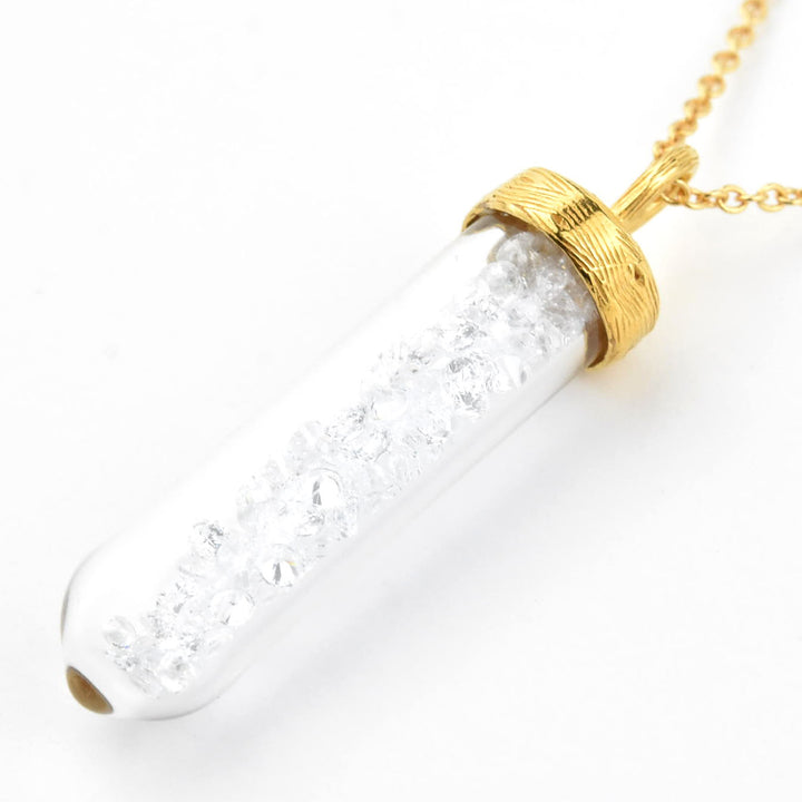 Medium Capsule Necklace with White Crystals - Goldmakers Fine Jewelry